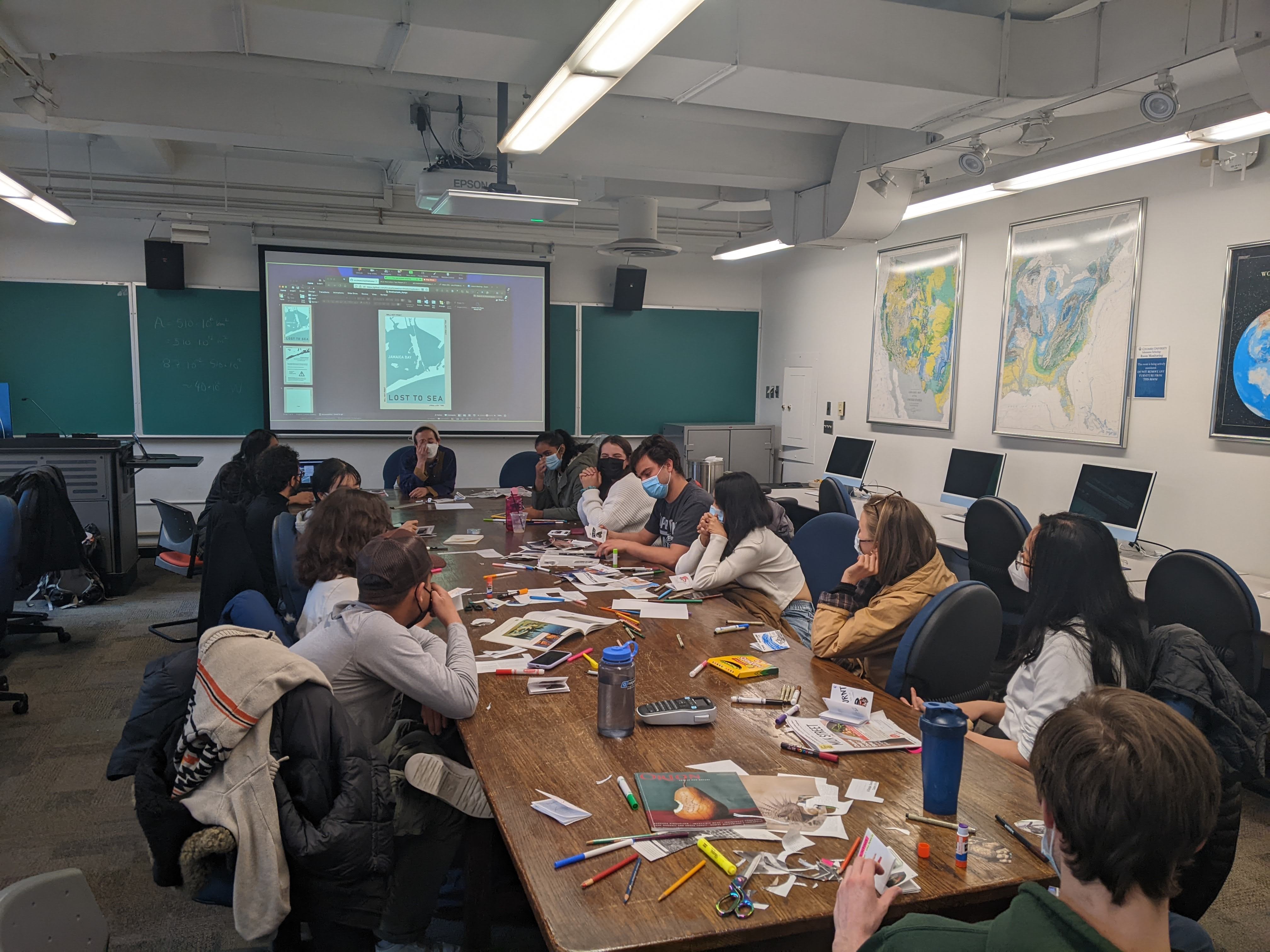Elizabeth Case leading an early brainstorming activity in the EESC3114 classroom.
